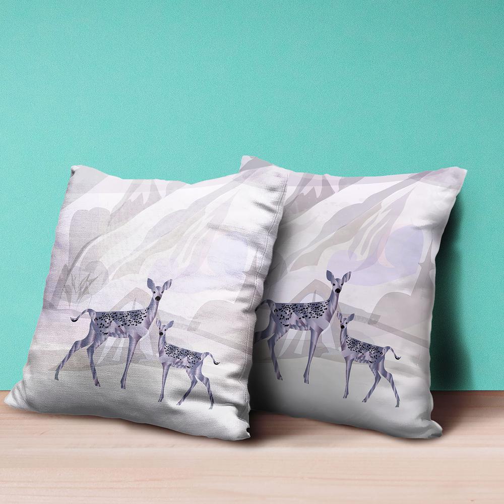 BeigeBlack Purple Brown Deer Blown Seam Broadcloth Animal Print Throw Pillow. Picture 4