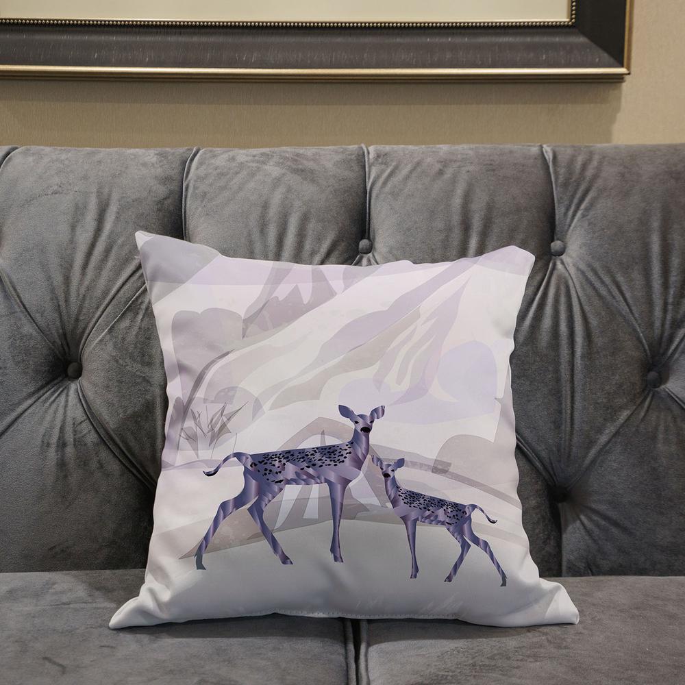 BeigeBlack Purple Brown Deer Blown Seam Broadcloth Animal Print Throw Pillow. Picture 5
