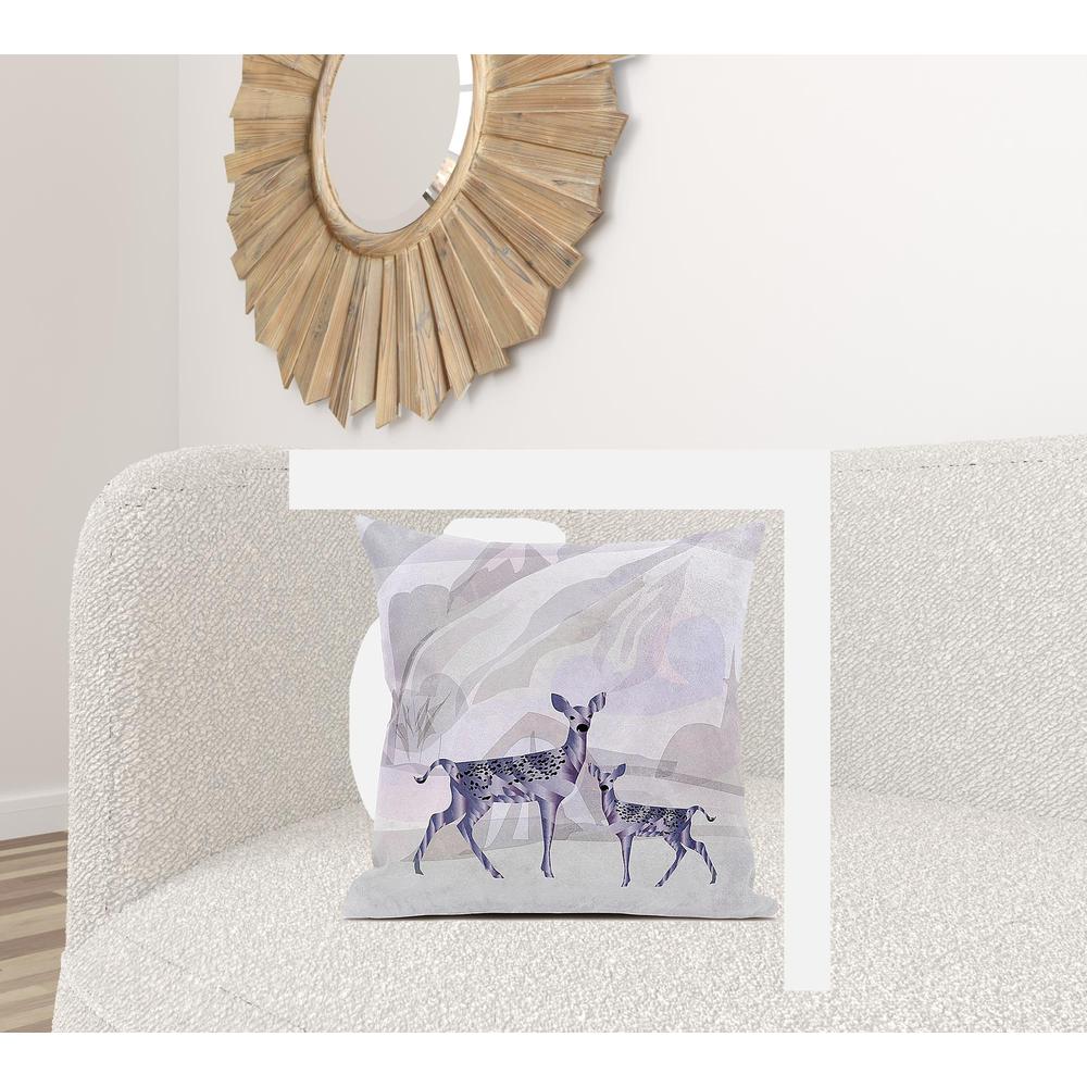 BeigeBlack Purple Brown Deer Blown Seam Broadcloth Animal Print Throw Pillow. Picture 2