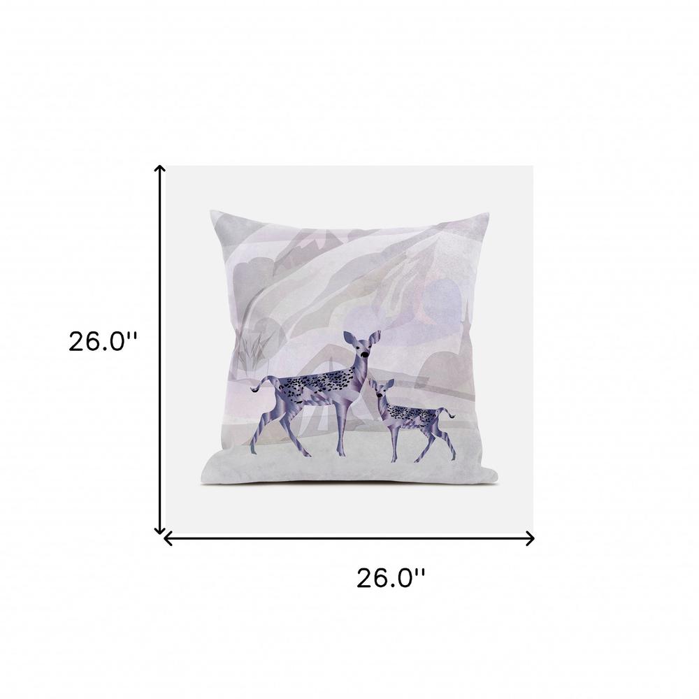 BeigeBlack Purple Brown Deer Blown Seam Broadcloth Animal Print Throw Pillow. Picture 8