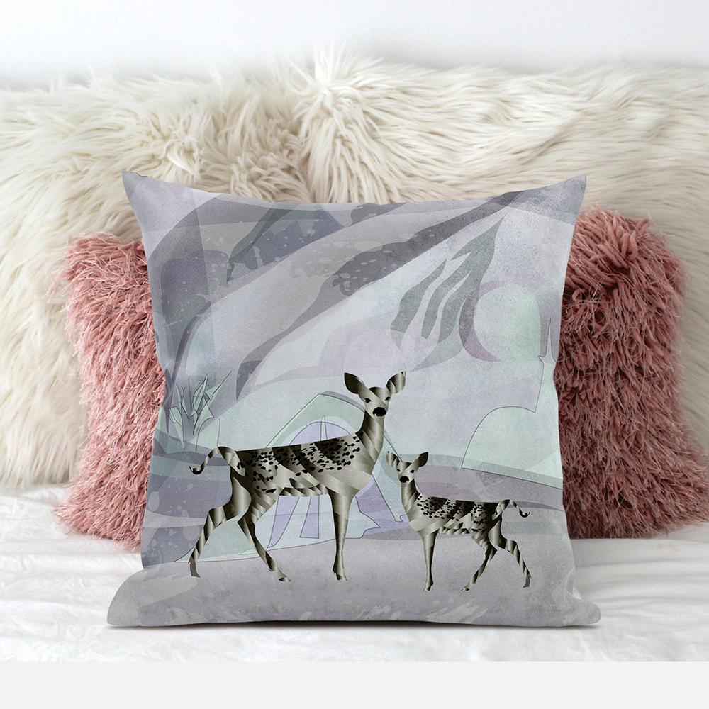 16x16 Black Purple Brown Deer Blown Seam Broadcloth Animal Print Throw Pillow. Picture 3