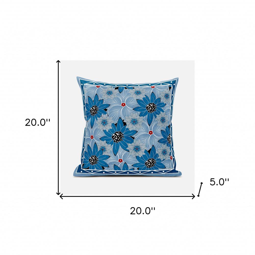 20x20 Gray Blue Blown Seam Broadcloth Floral Throw Pillow. Picture 9