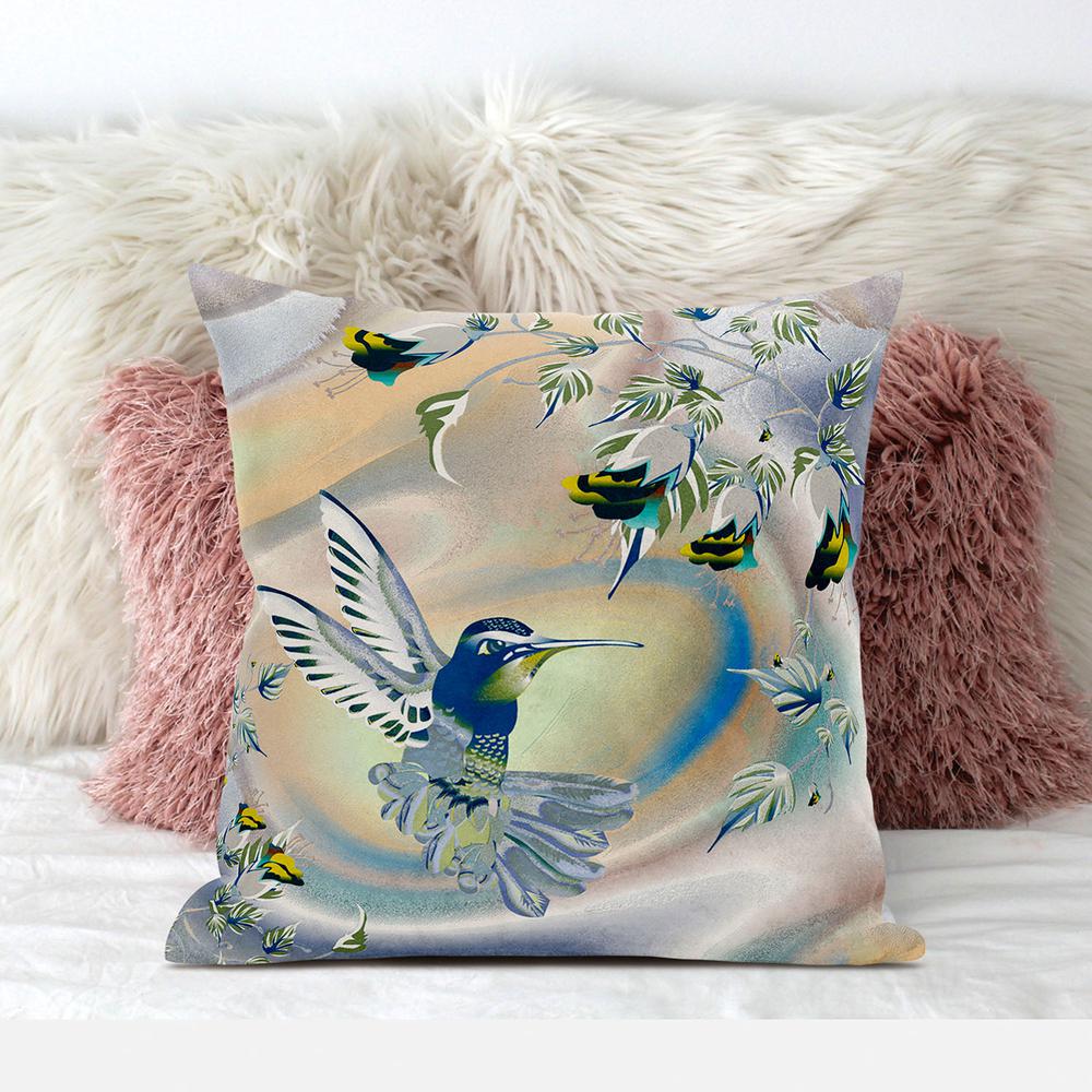18x18 Yellow Orange Bird Blown Seam Broadcloth Animal Print Throw Pillow. Picture 3