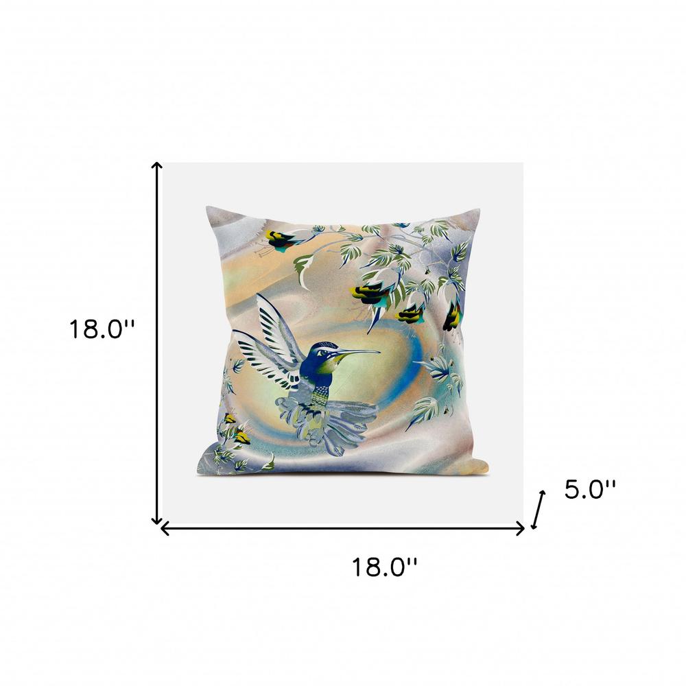 18x18 Yellow Orange Bird Blown Seam Broadcloth Animal Print Throw Pillow. Picture 8