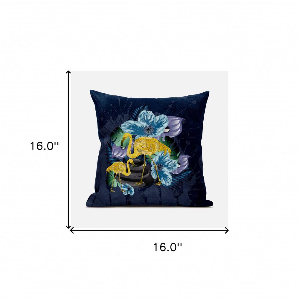 16x16 Blue Yellow Bird Blown Seam Broadcloth Animal Print Throw Pillow. Picture 8