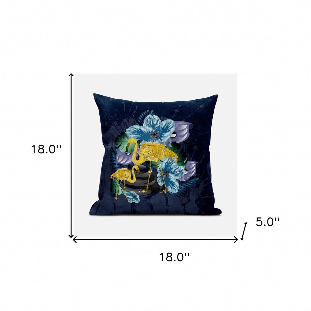 18x18 Blue Yellow Bird Blown Seam Broadcloth Animal Print Throw Pillow. Picture 8