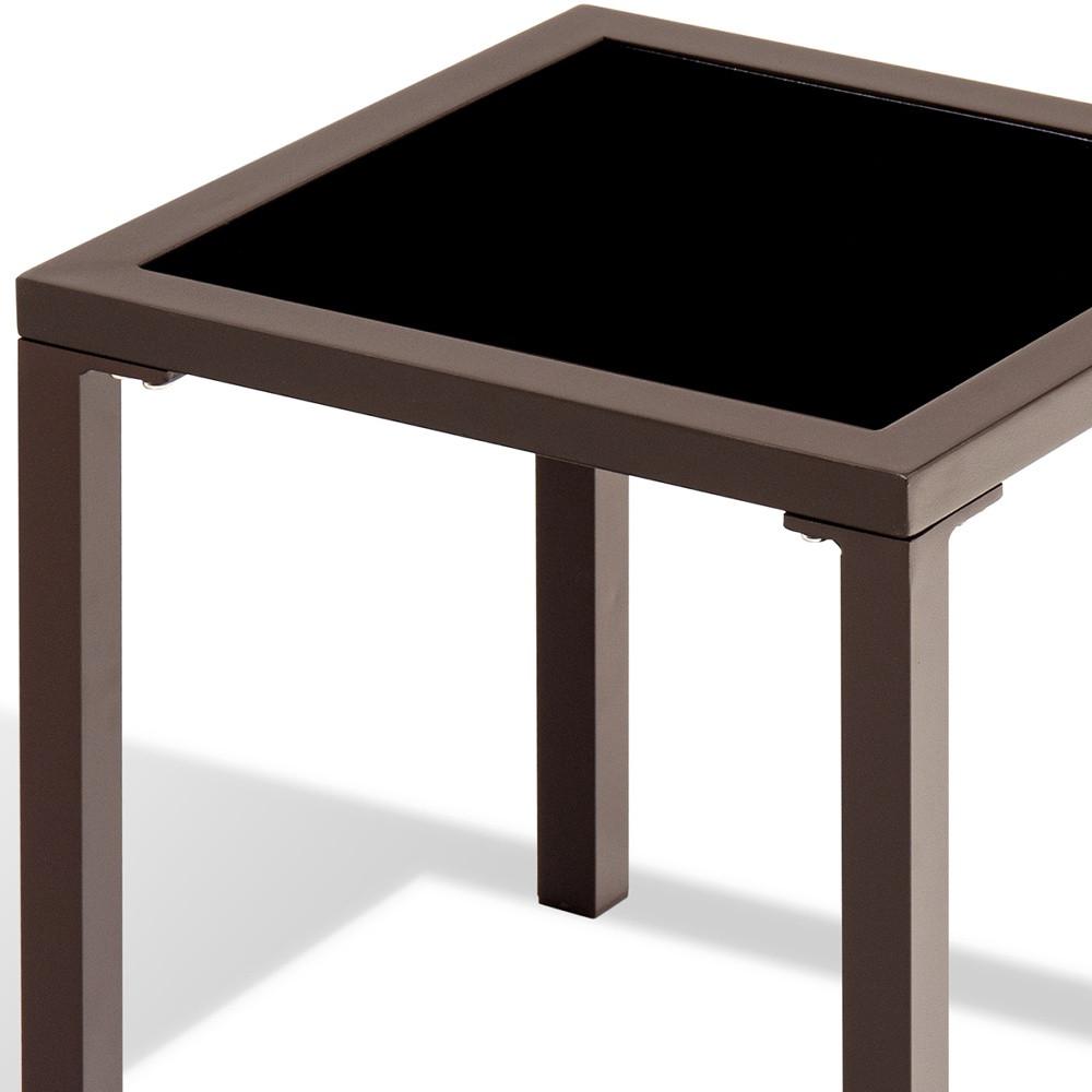 16" Black Square Glass Outdoor Side Table. Picture 3