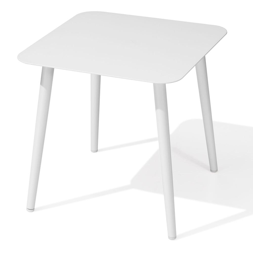 16" White Square Metal Outdoor Side Table. Picture 1