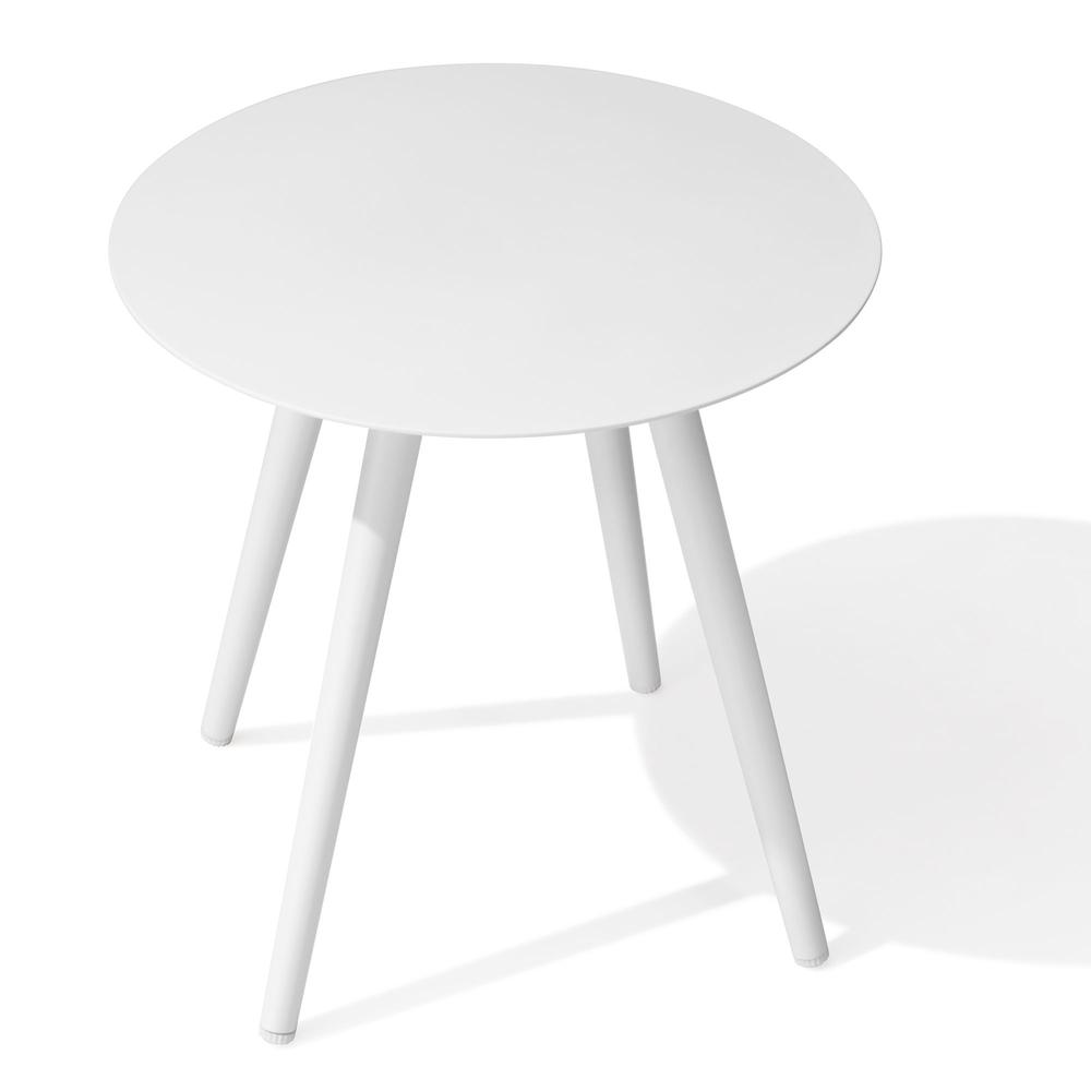 16" White Rounded Metal Outdoor Side Table. Picture 2
