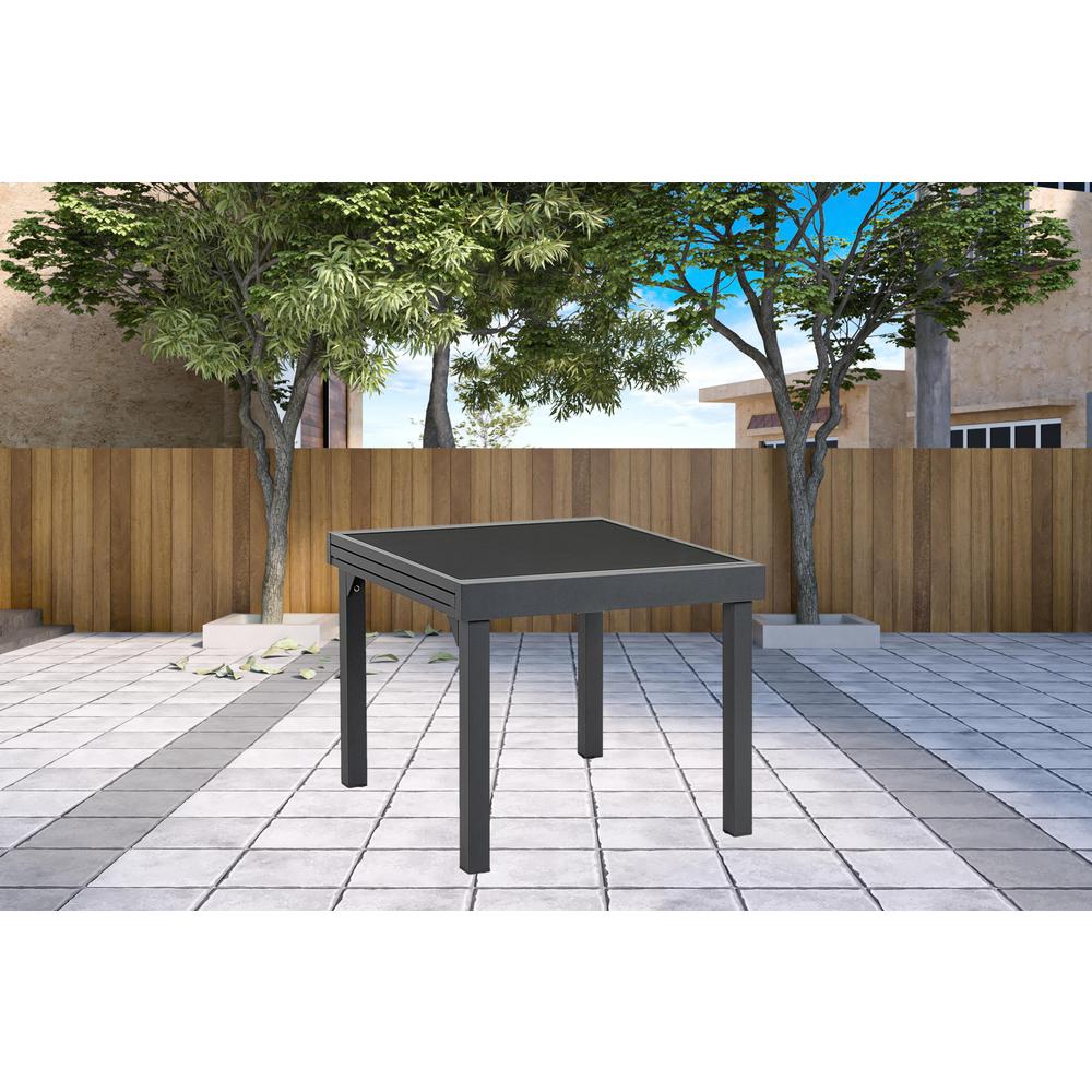 35" Gray Square Metal Extendable Outdoor Side Table. Picture 4