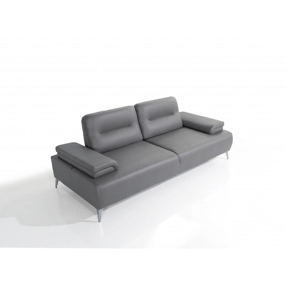 Ruslan Sofa in Light Grey Leather. Picture 1