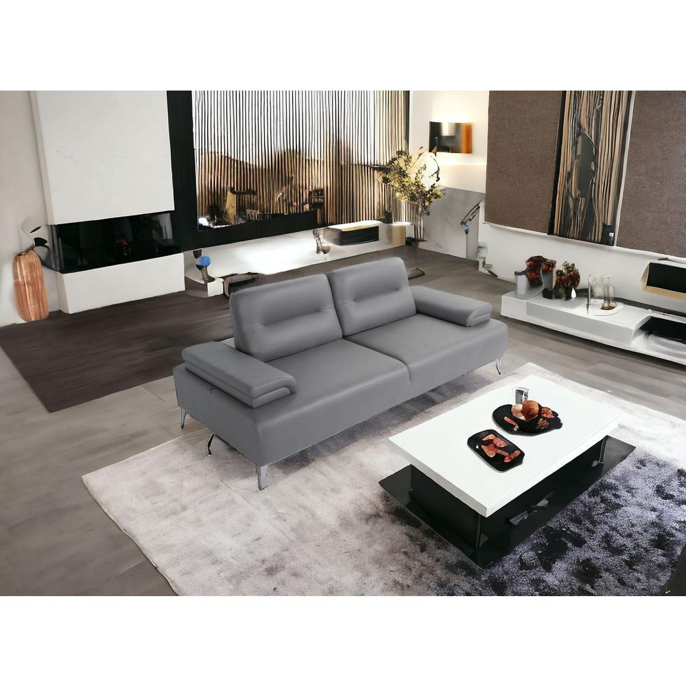 Ruslan Sofa in Light Grey Leather. Picture 2