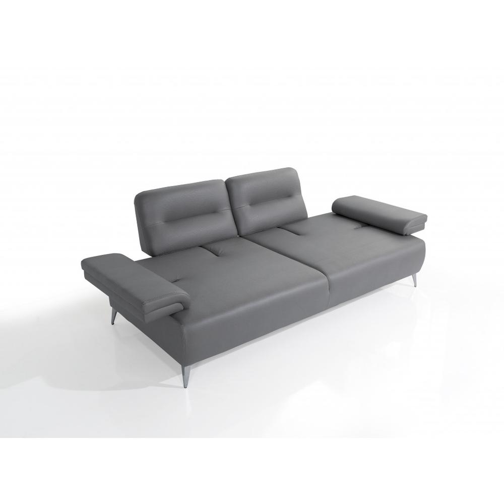 Ruslan Sofa in Light Grey Leather. Picture 3