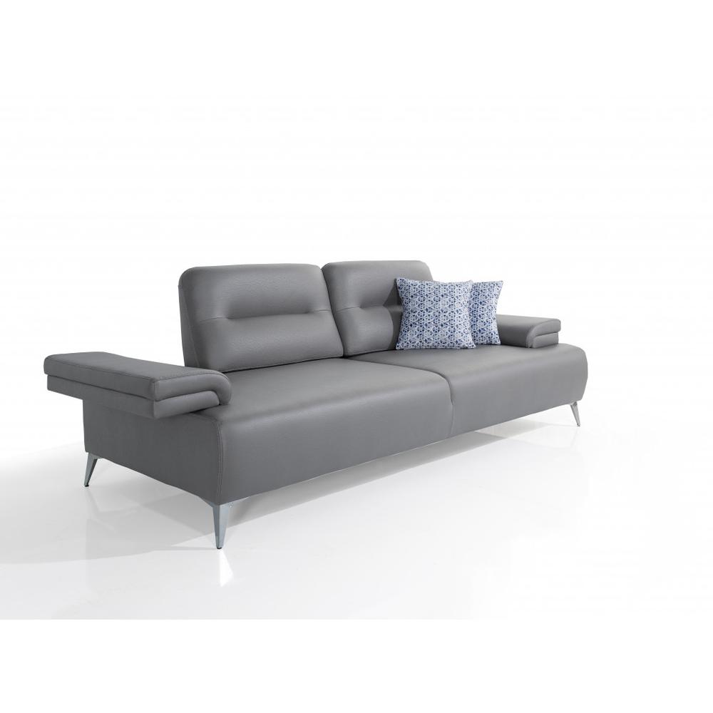Ruslan Sofa in Light Grey Leather. Picture 4