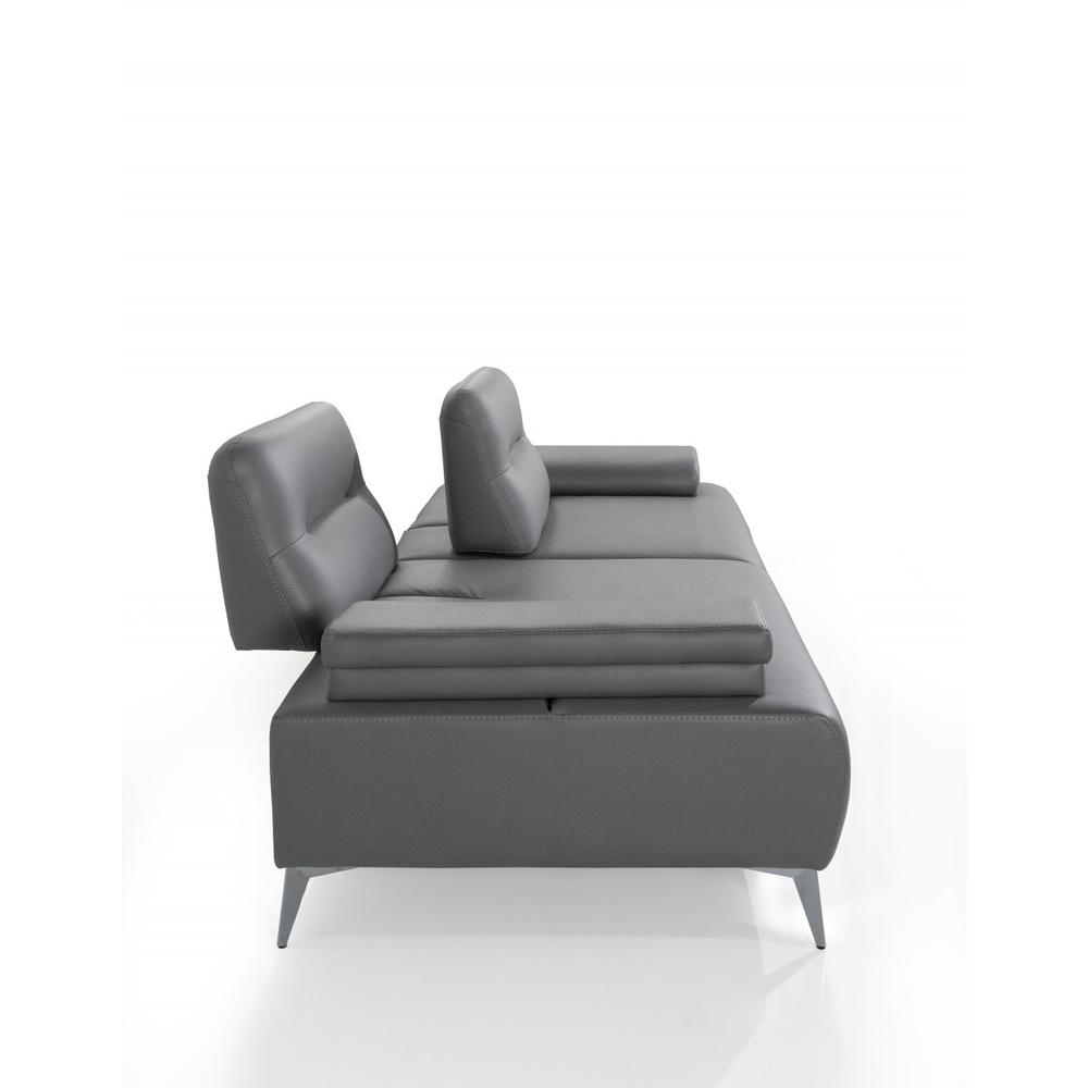 Ruslan Sofa in Light Grey Leather. Picture 5