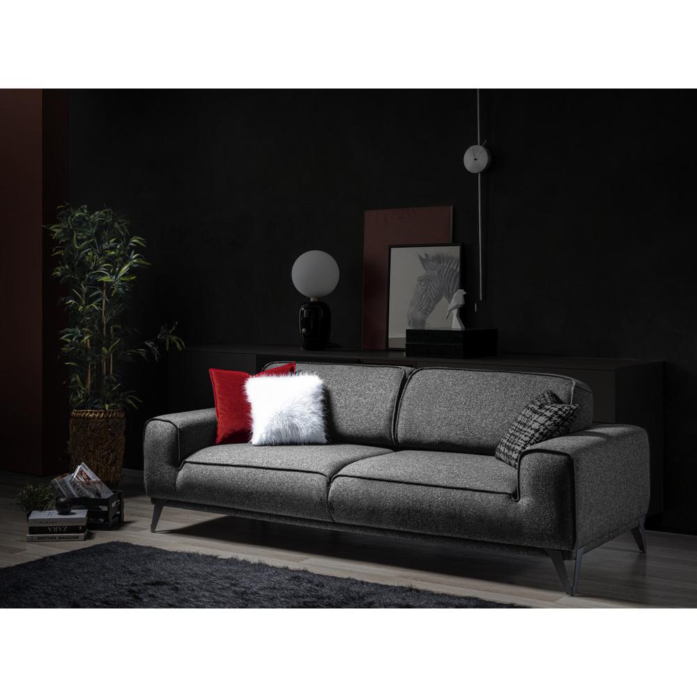 90" Dark Gray Linen Sleeper Sofa. Picture 4