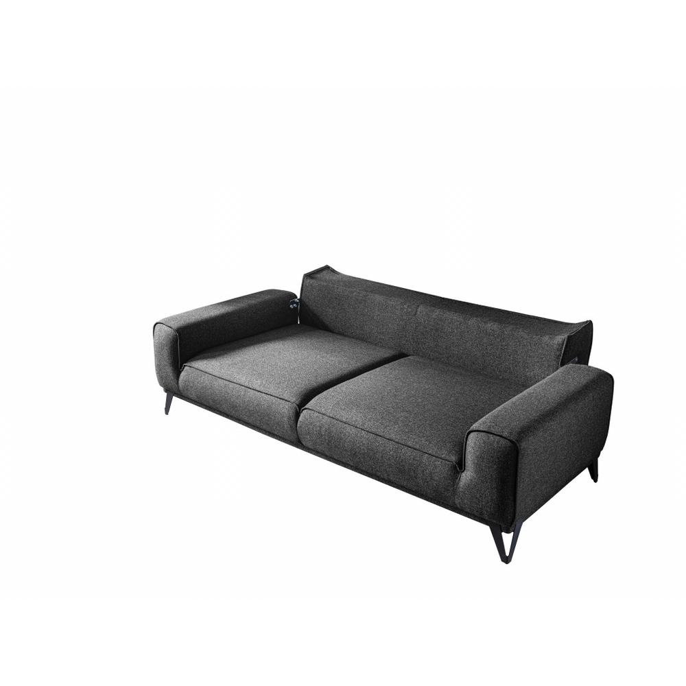 90" Dark Gray Linen Sleeper Sofa. Picture 3