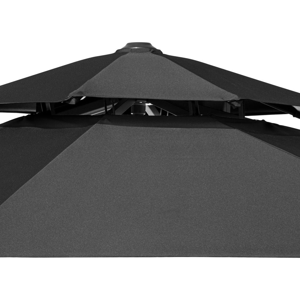 12' Black Polyester Round Tilt Cantilever Patio Umbrella With Stand. Picture 7
