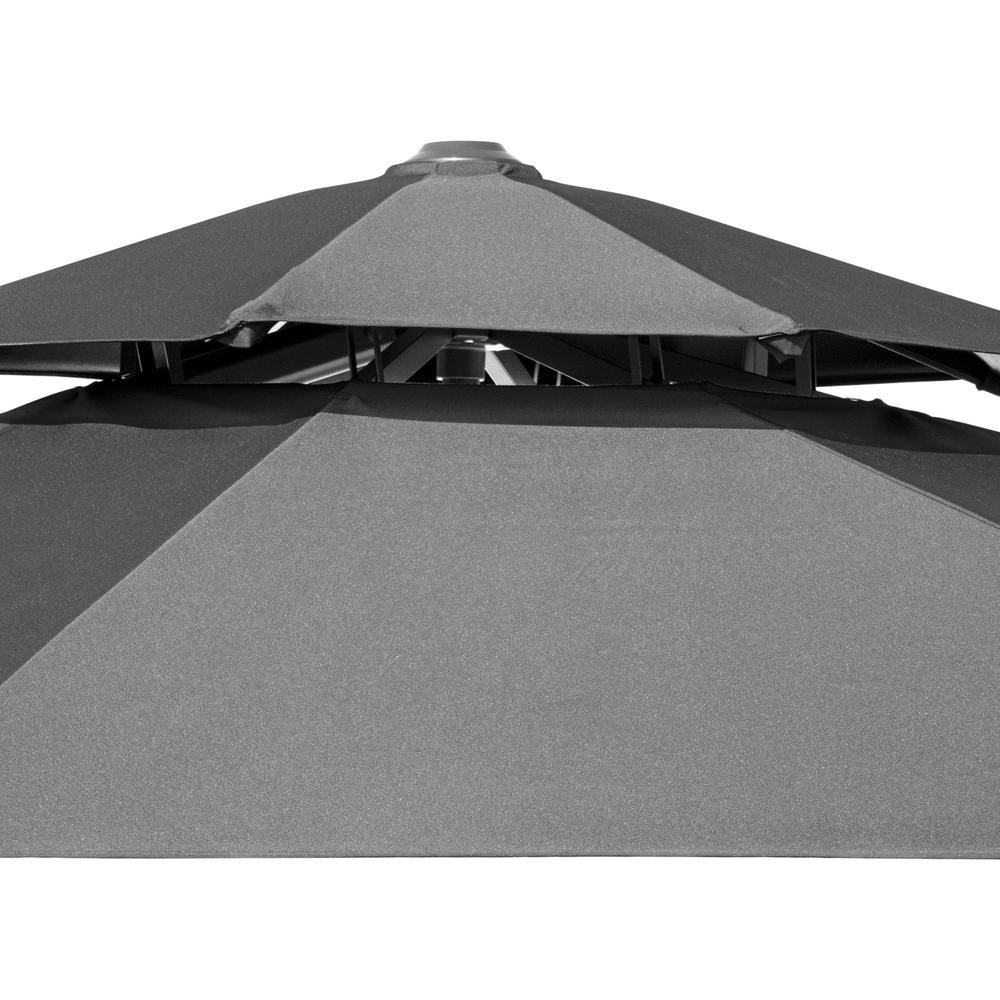 12' Dark Gray Polyester Round Tilt Cantilever Patio Umbrella With Stand. Picture 5
