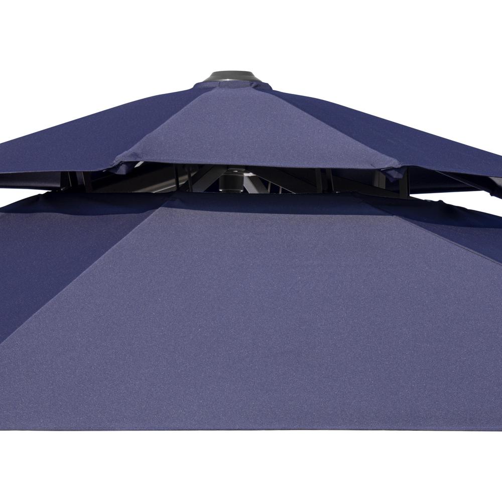 12' Navy Blue Polyester Round Tilt Cantilever Patio Umbrella With Stand. Picture 4