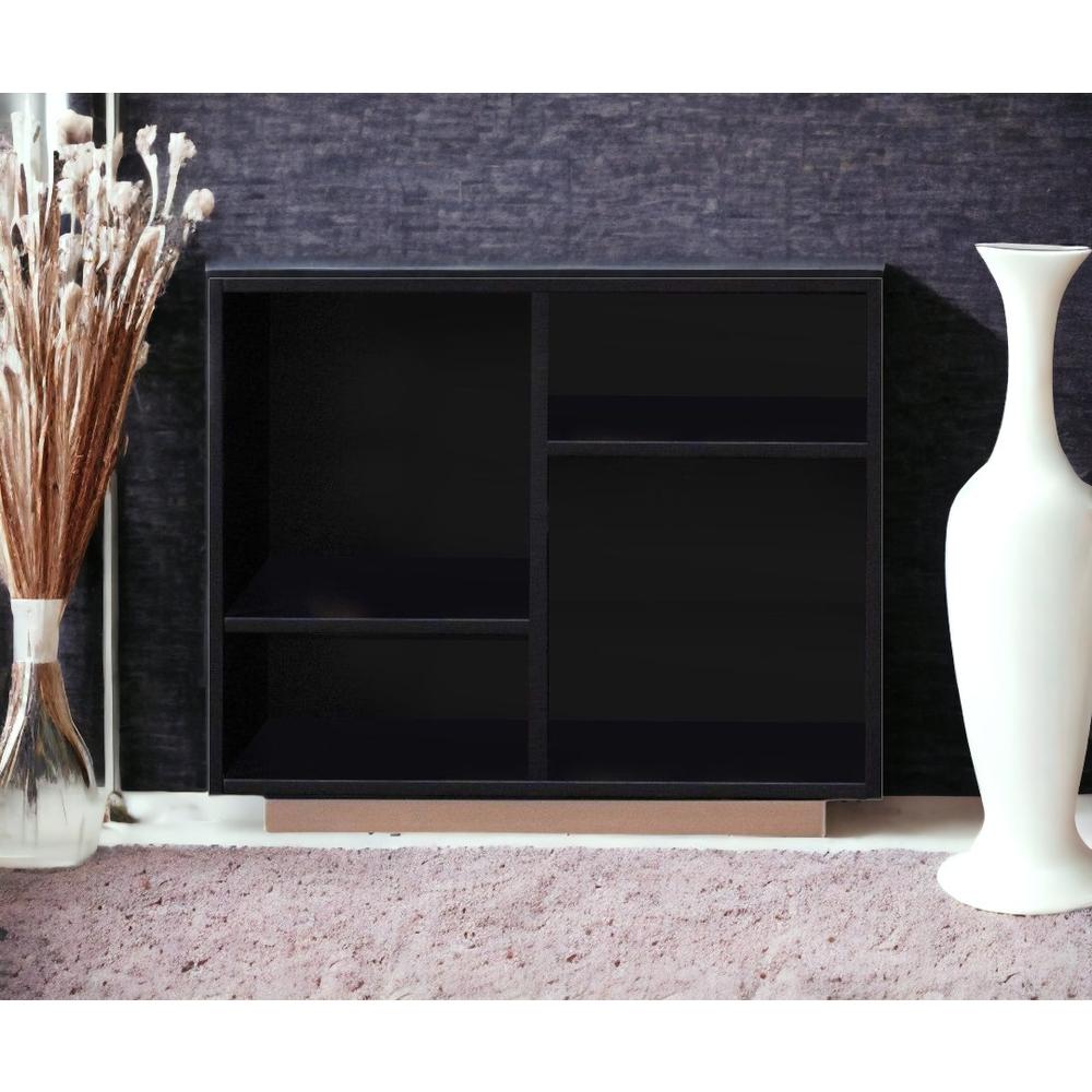 22" Black and Pink Four Tier Geometric Bookcase. Picture 2