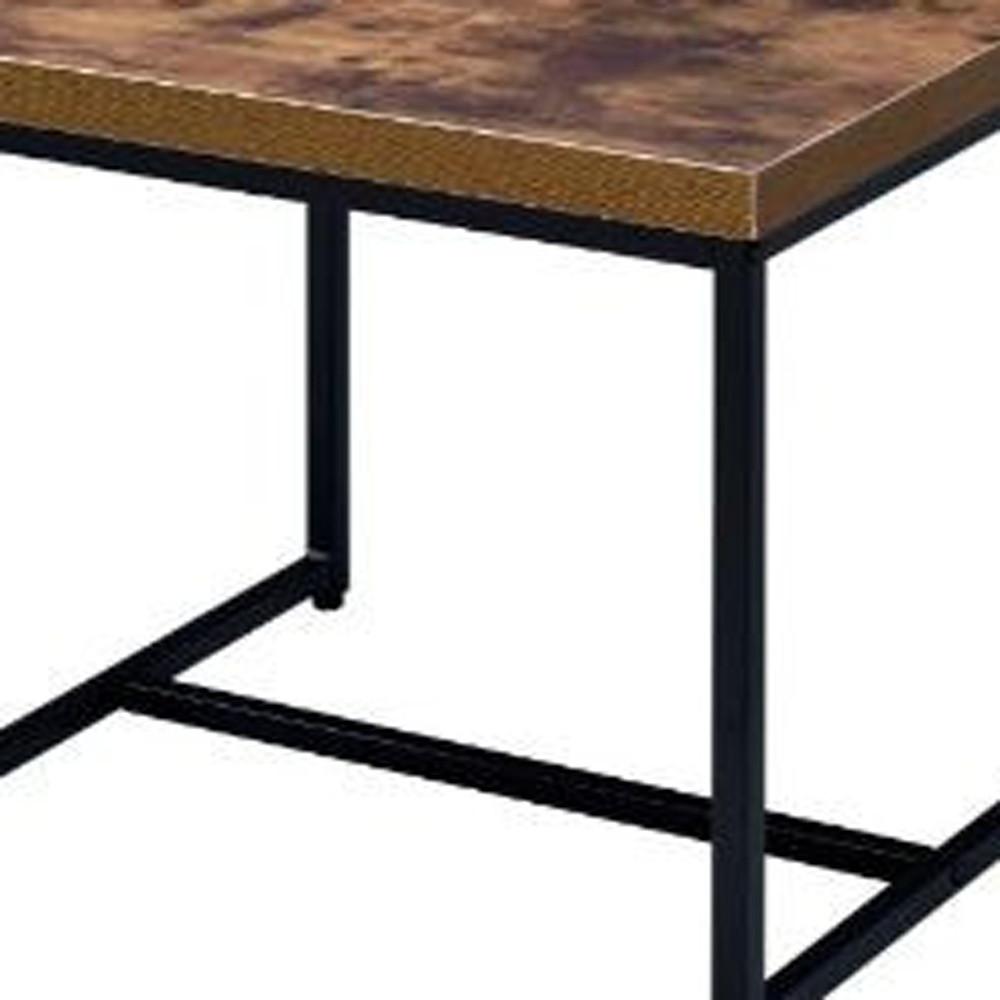 19" Black And Brown Oak Manufactured Wood And Metal End Table. Picture 3