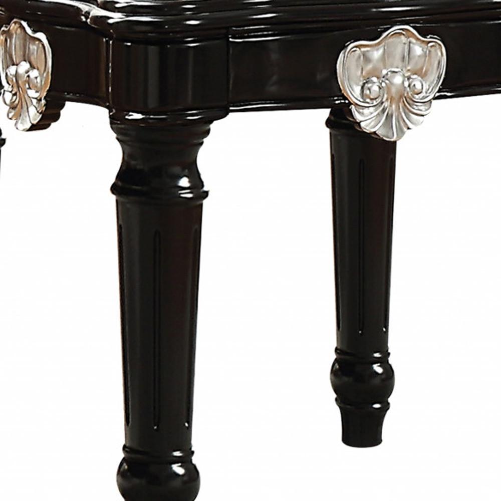 24" Black Manufactured Wood Carved Medallion Square End Table. Picture 4