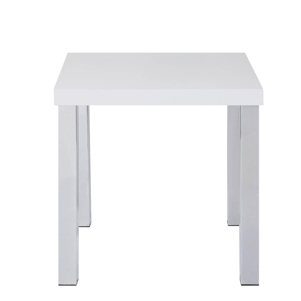 22" Chrome And White High Gloss Square End Table. Picture 2