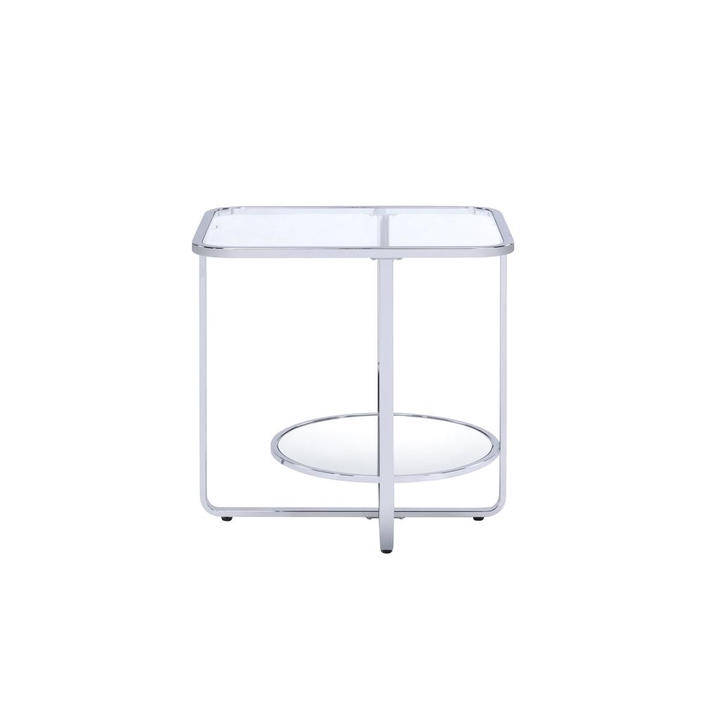 24" Chrome And Clear Glass Rectangular End Table. Picture 2