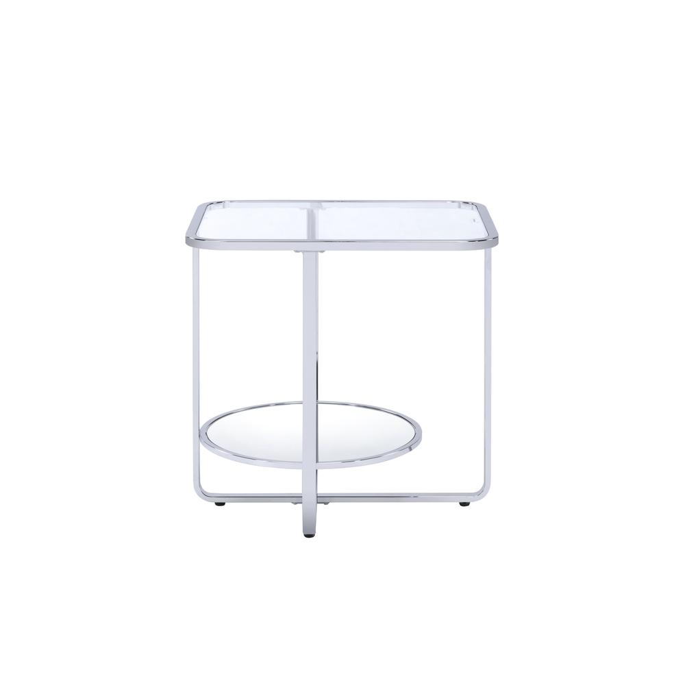 24" Chrome And Clear Glass Rectangular End Table. Picture 1