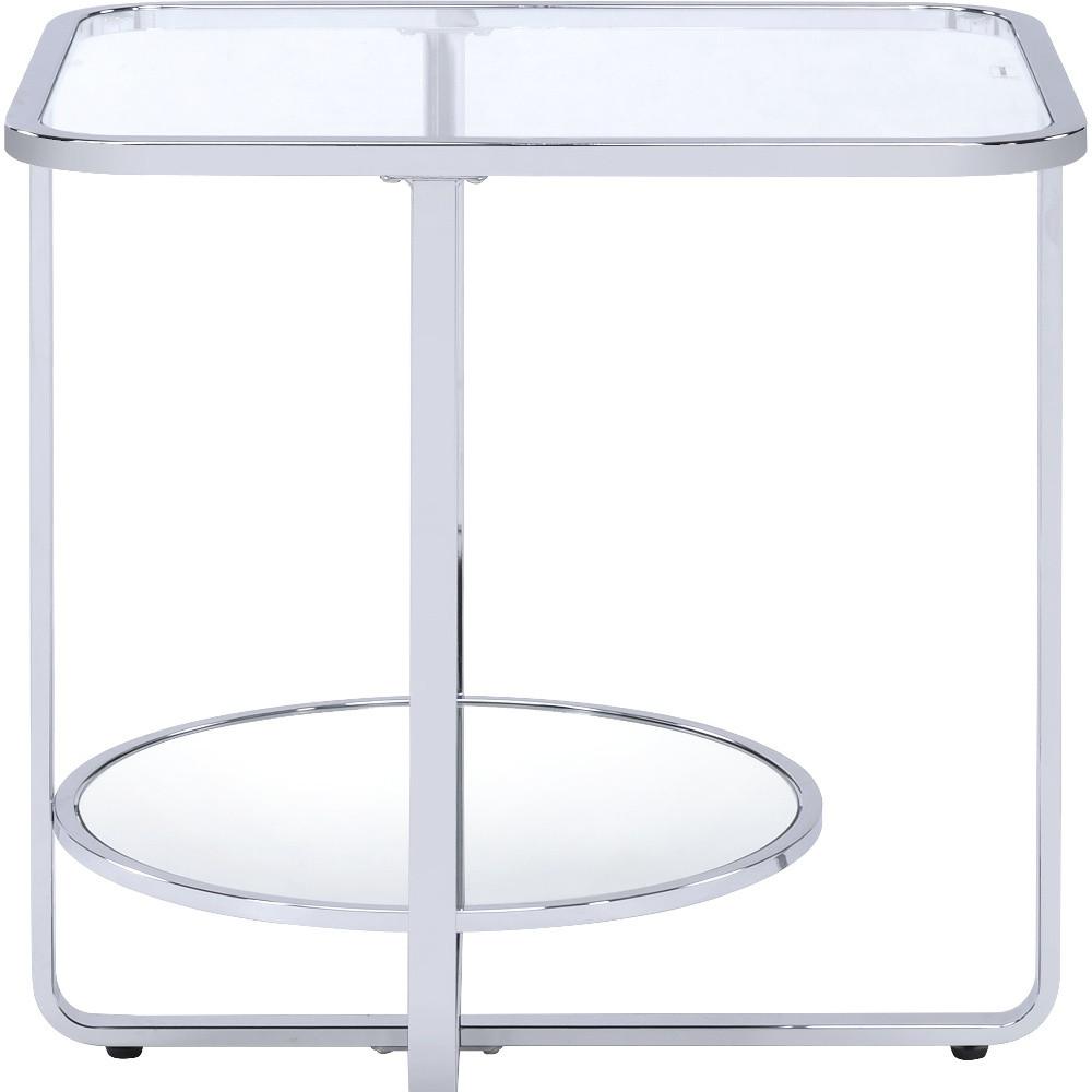 24" Chrome And Clear Glass Rectangular End Table. Picture 4