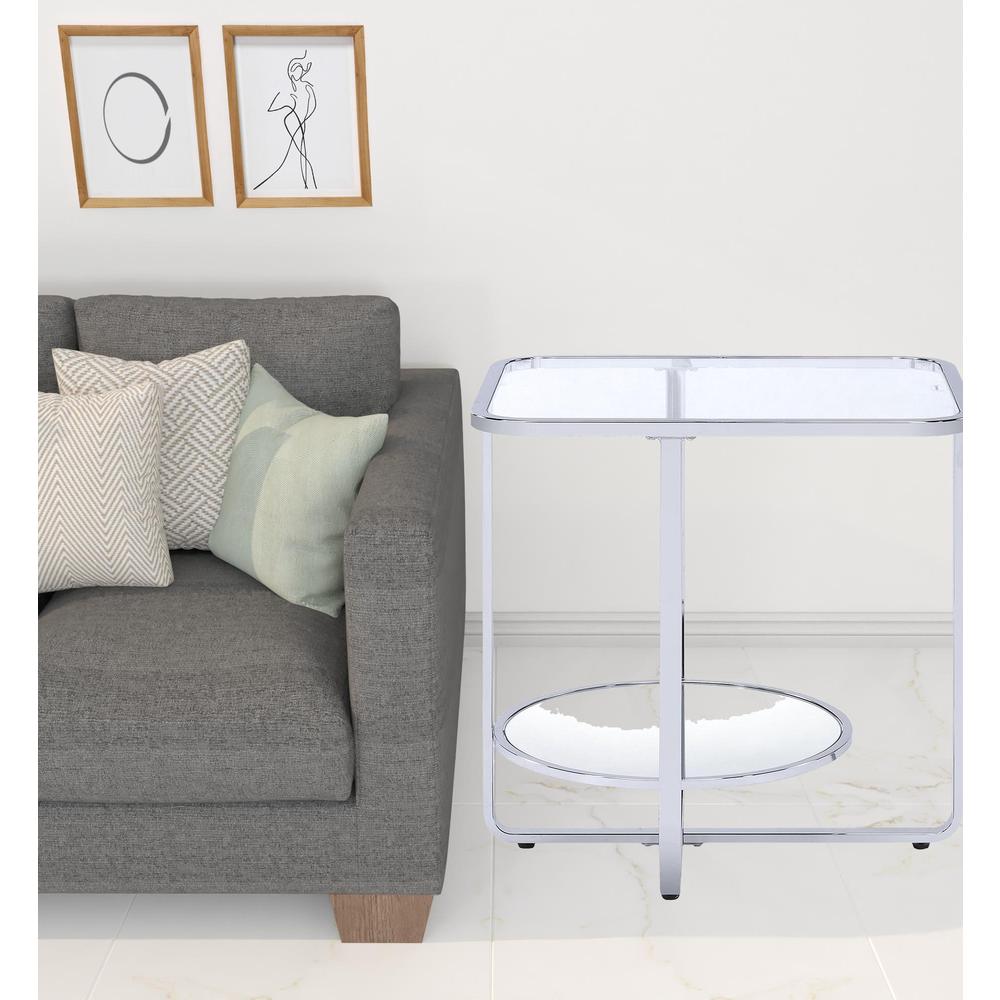 24" Chrome And Clear Glass Rectangular End Table. Picture 3