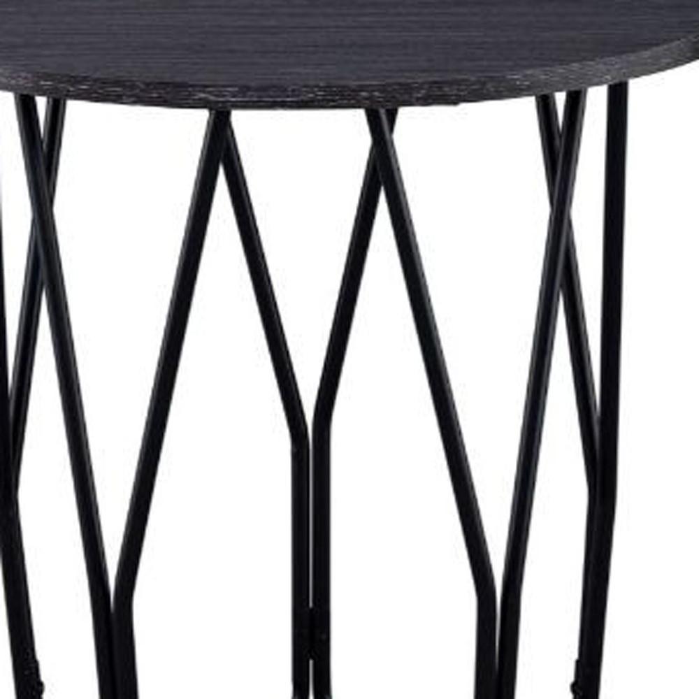 22" Black And Espresso Manufactured Wood And Metal Round End Table. Picture 3