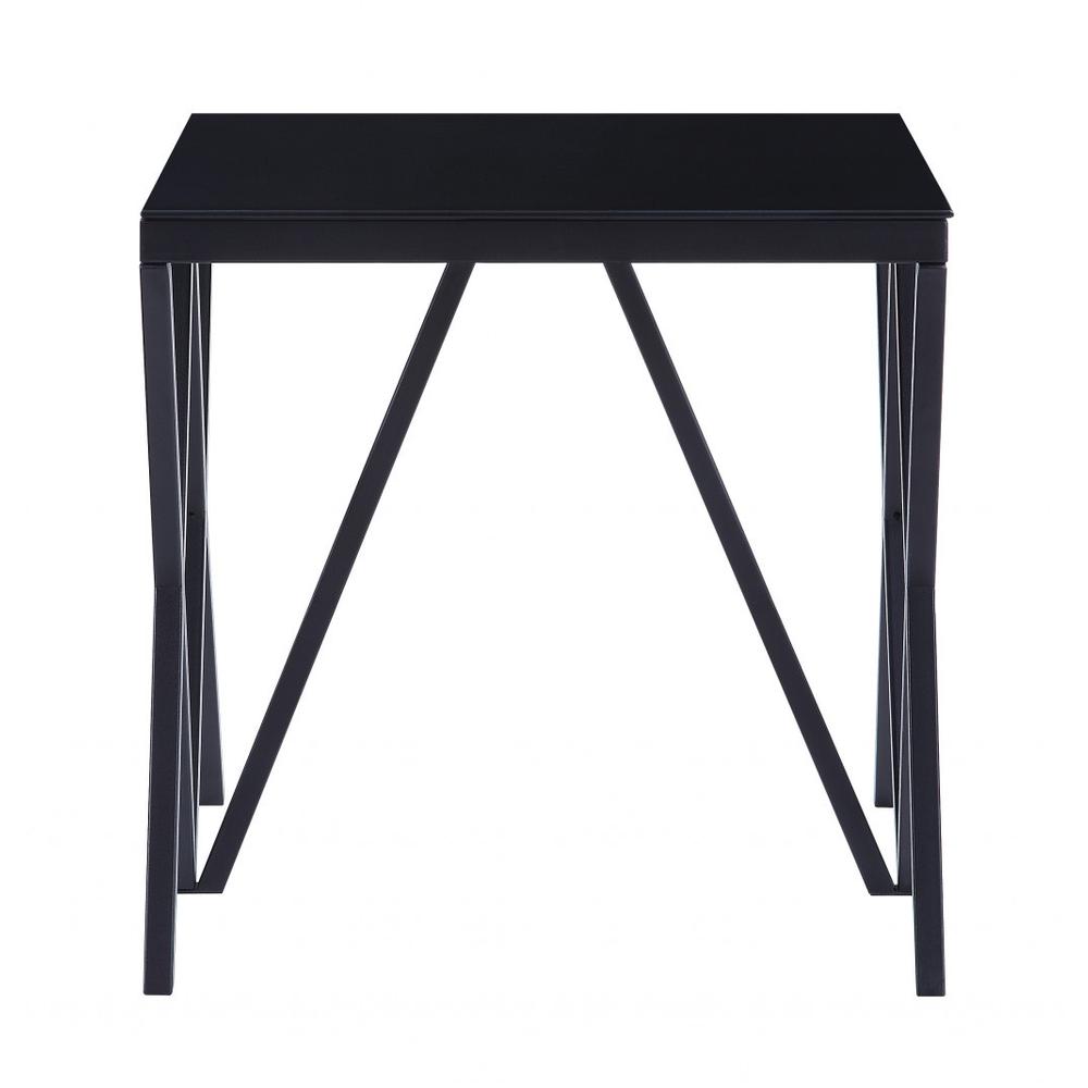 21" Black Glass And Metal Square End Table. Picture 4