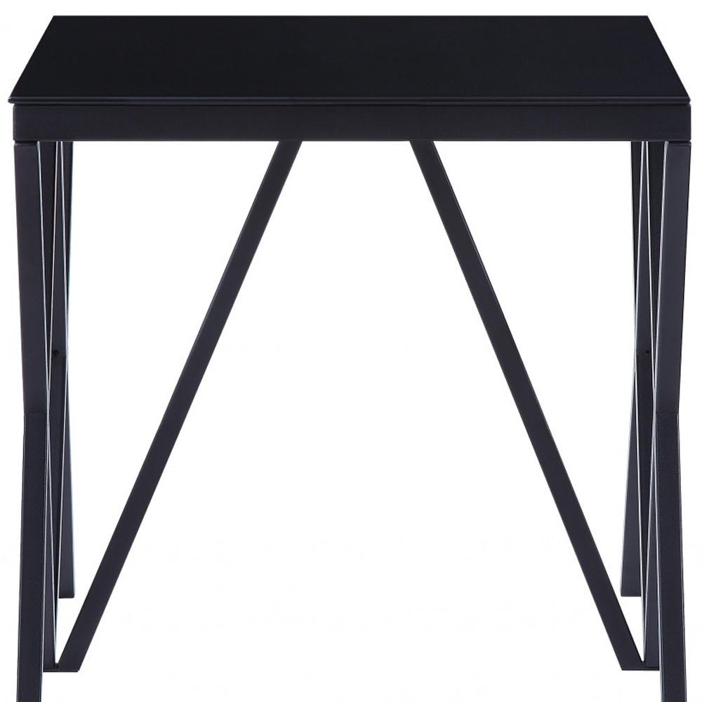21" Black Glass And Metal Square End Table. Picture 5