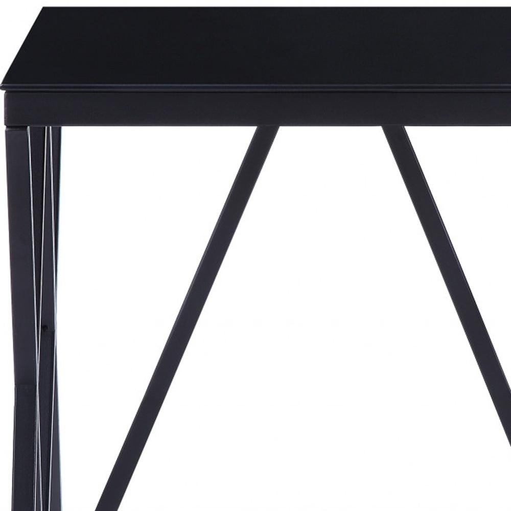 21" Black Glass And Metal Square End Table. Picture 6