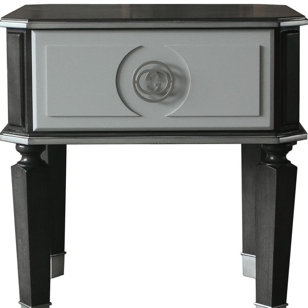 24" Charcoal And Light Gray Manufactured Wood Square End Table. Picture 4
