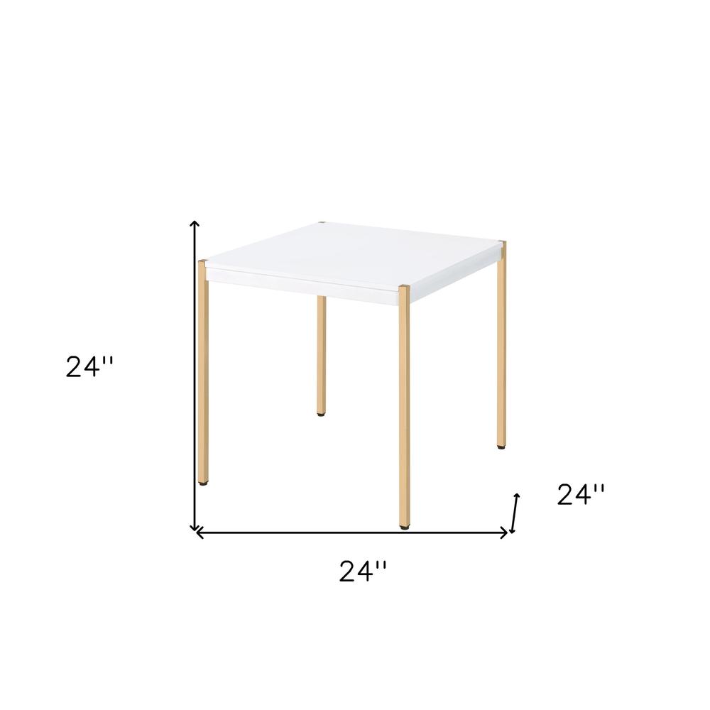 24" Gold And White Manufactured Wood Square End Table. Picture 6