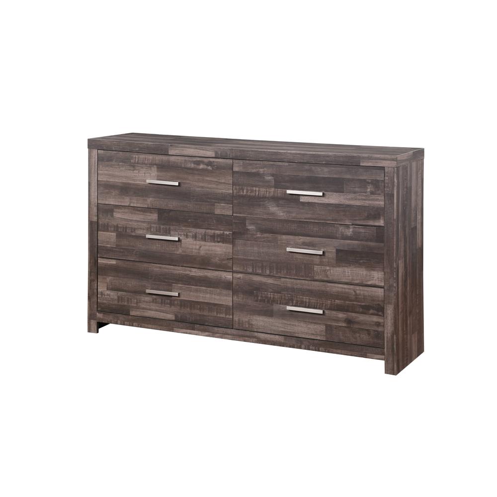 60" Dark Oak Solid Wood Six Drawer Double Dresser. Picture 3