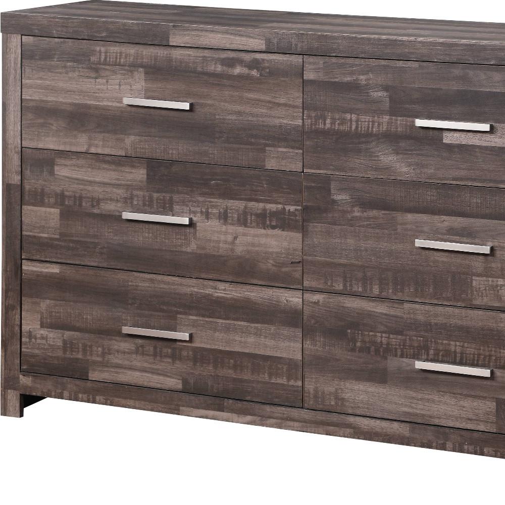 60" Dark Oak Solid Wood Six Drawer Double Dresser. Picture 5
