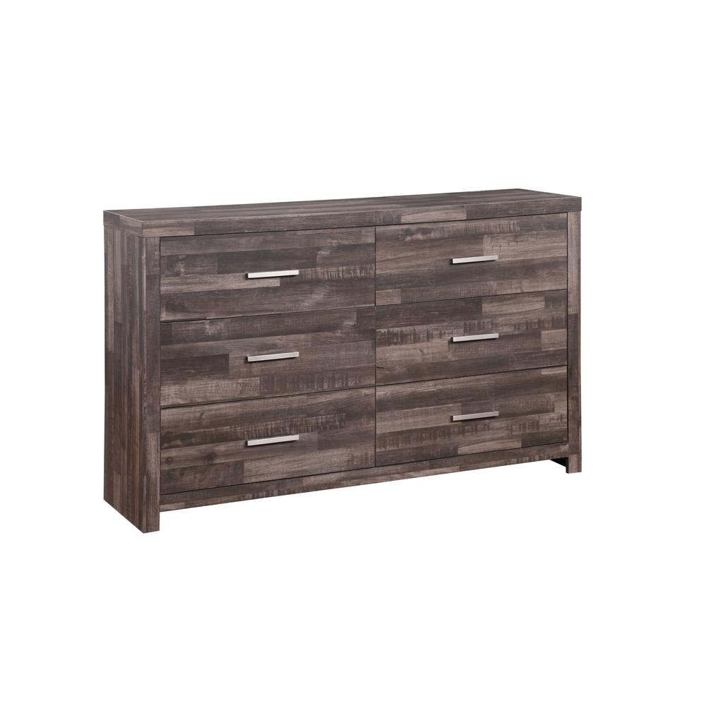 60" Dark Oak Solid Wood Six Drawer Double Dresser. Picture 2