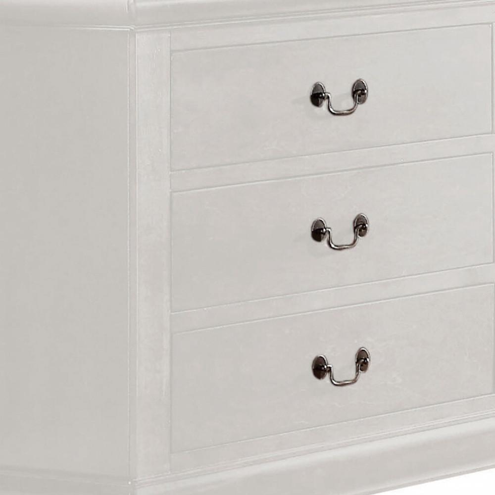 57" White Solid Wood Six Drawer Double Dresser. Picture 4