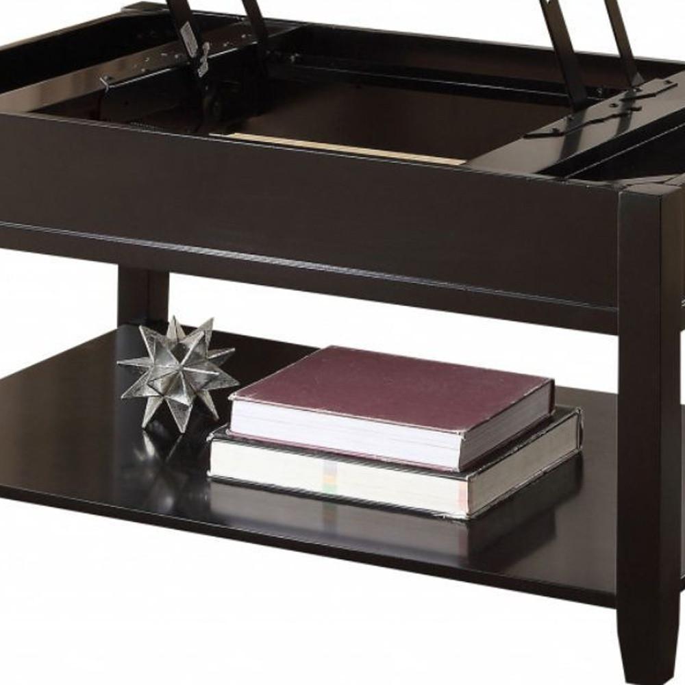 40" Black Manufactured Wood Lift Top Coffee Table With Storage. Picture 6