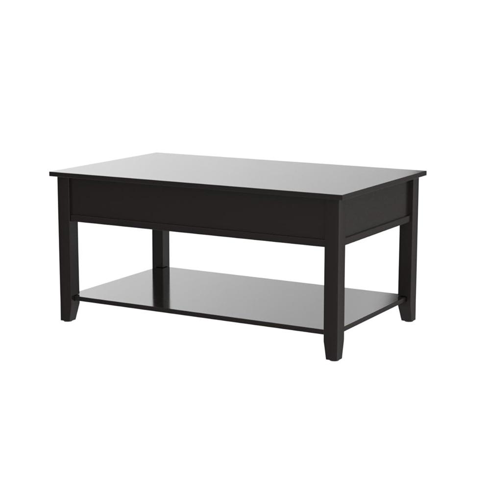 40" Black Manufactured Wood Lift Top Coffee Table With Storage. Picture 1