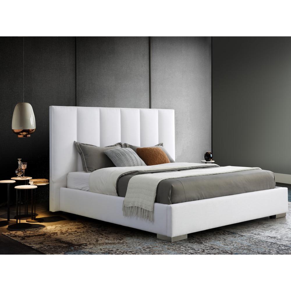 King Size White Upholstered Velvet Bed Frame. Picture 5