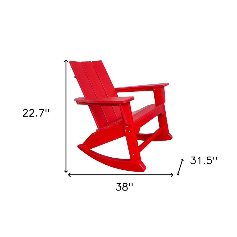 38" Red Heavy Duty Plastic Rocking Chair. Picture 5