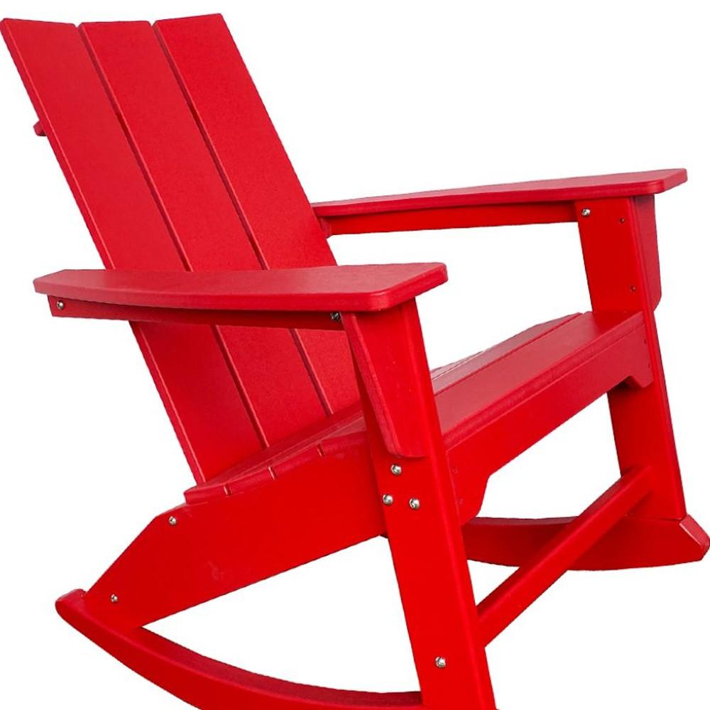 38" Red Heavy Duty Plastic Rocking Chair. Picture 4