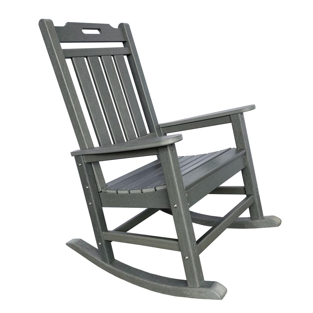 42" Gray Heavy Duty Plastic Rocking Chair. Picture 2