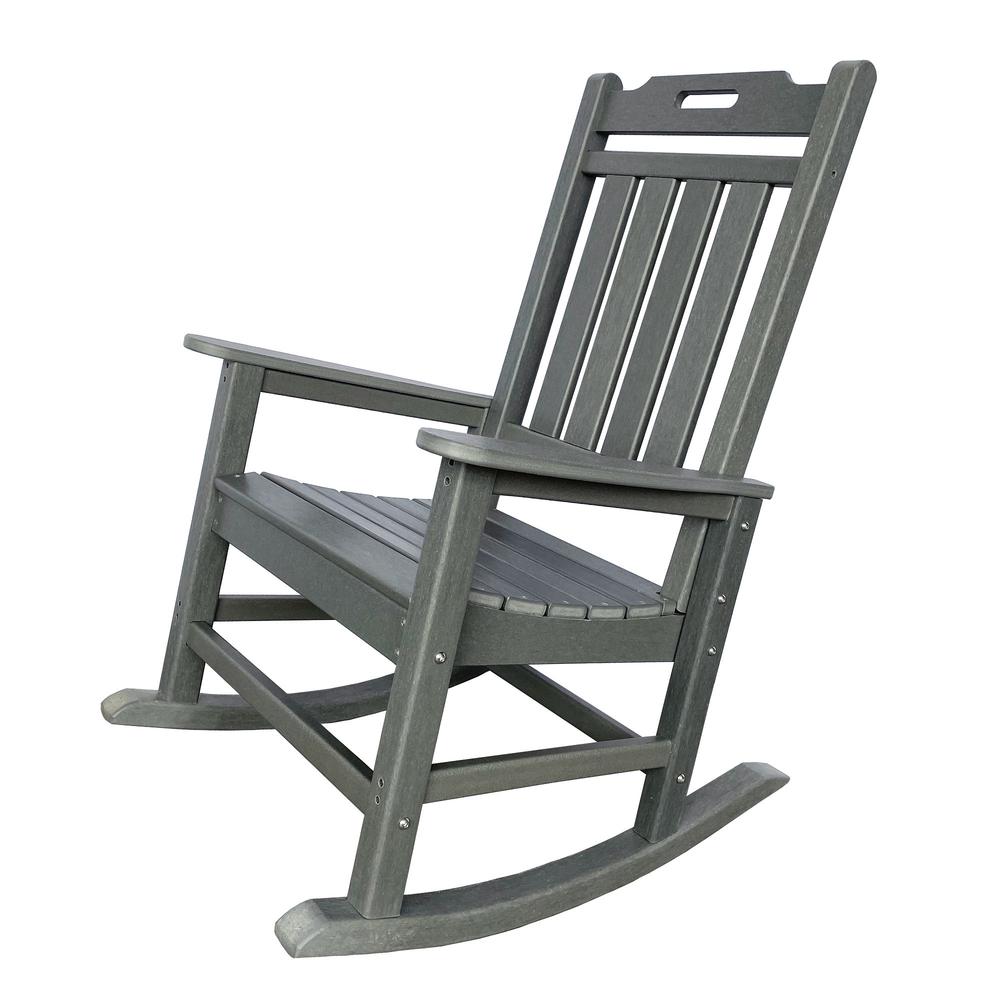 42" Gray Heavy Duty Plastic Rocking Chair. Picture 1