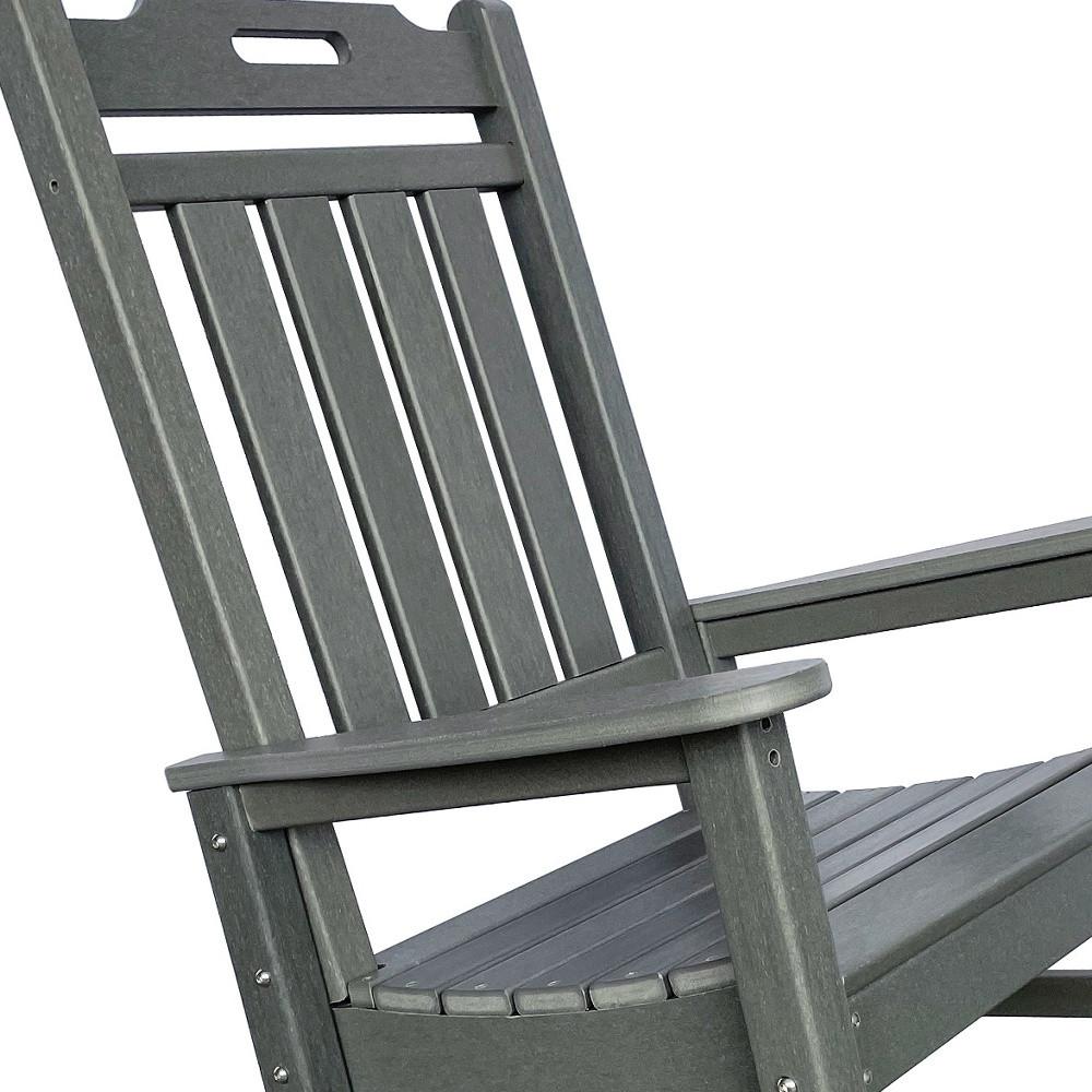 42" Gray Heavy Duty Plastic Rocking Chair. Picture 4